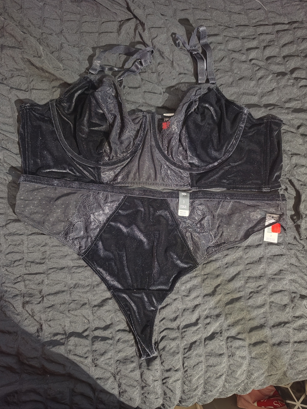 Black Lace Underwire Bra & High-Cut Brief Set
